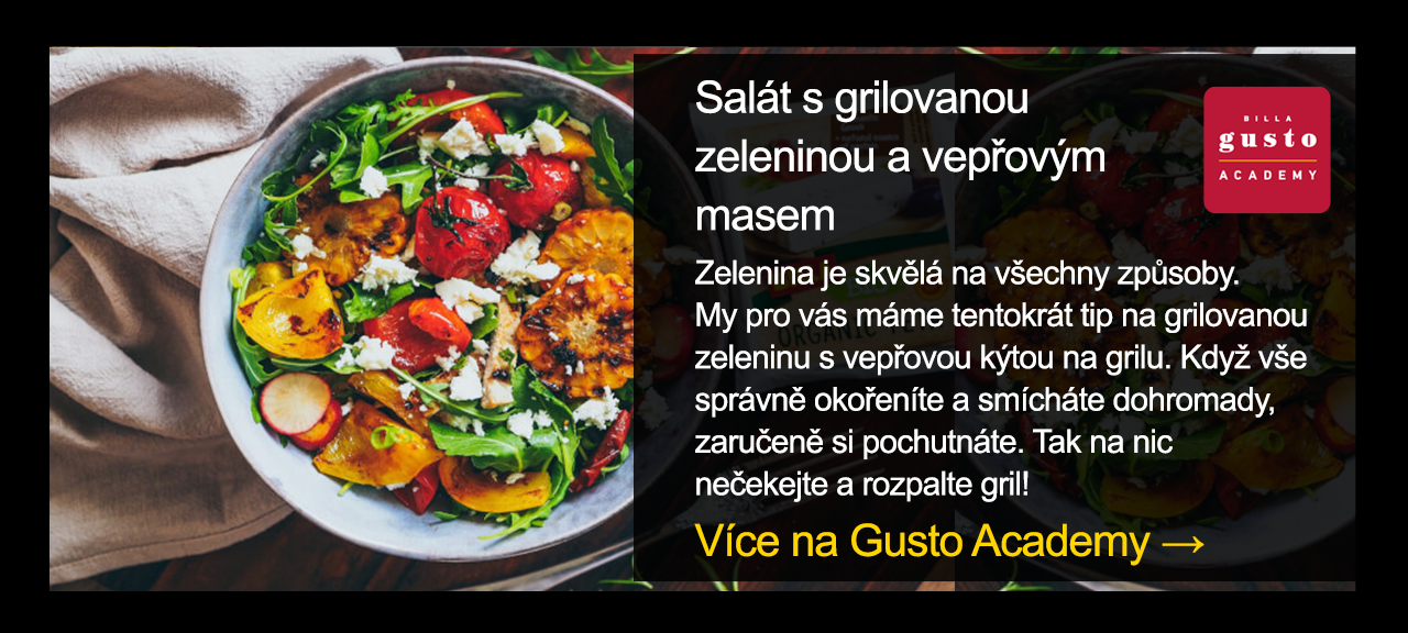 Salát s grilovanou zeleninou a vepřovým masem