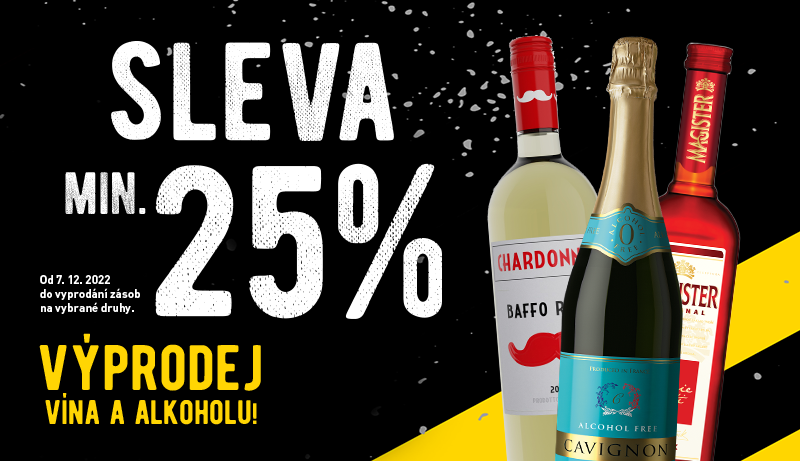 Sleva minimálně 25 % — výprodej vína a alkoholu!