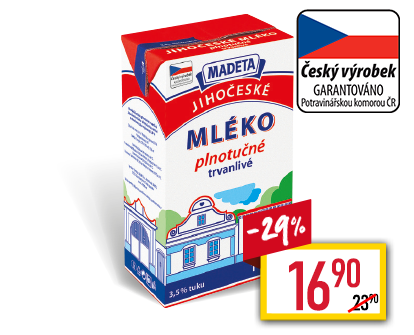 Jihočeské Trvanlivé mléko 3,5% Jihočeské Trvanlivé mléko 3,5%
