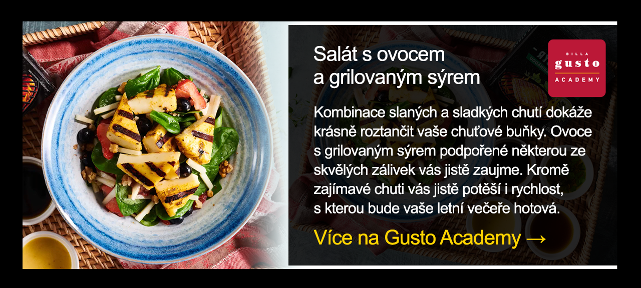 Salát s ovocem a grilovaným sýrem