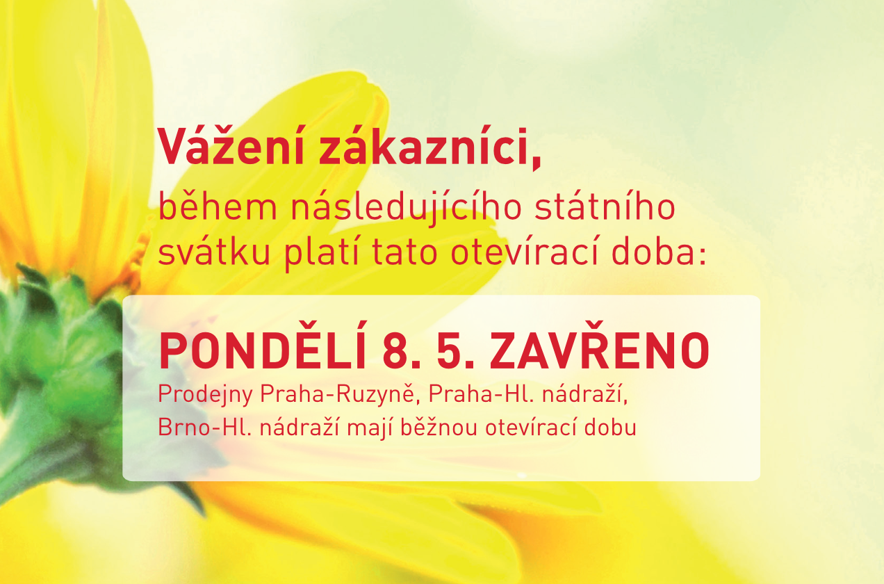 V pondělí 8. 5. na výjimky zavřeno