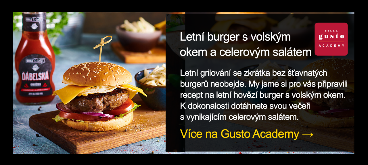 Letní burger s volským okem a celerovým salátem